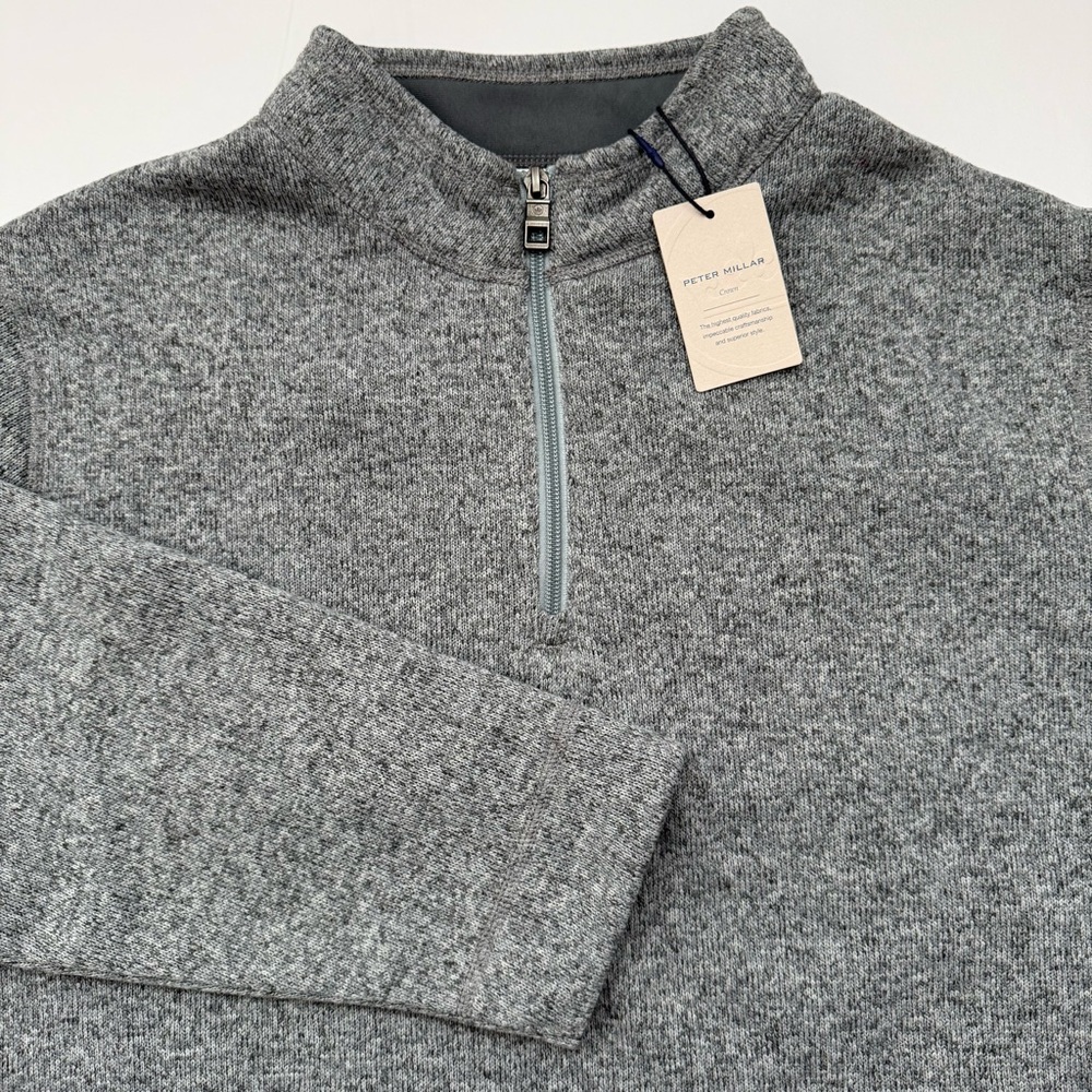 Peter Millar Crown Sweater Fleece Quarterer Zip XL Gale Grey